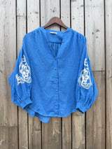 Cameron Embroidered Blouse - Blue