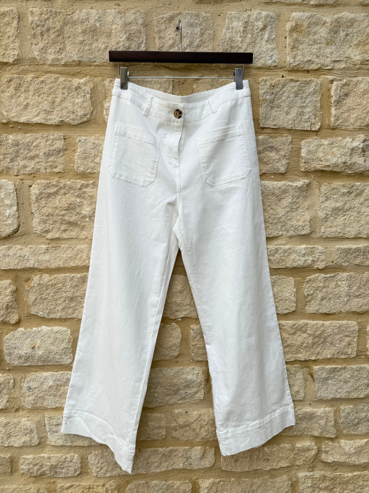 Lucas Wide Leg Cropped Trouser - Ivory