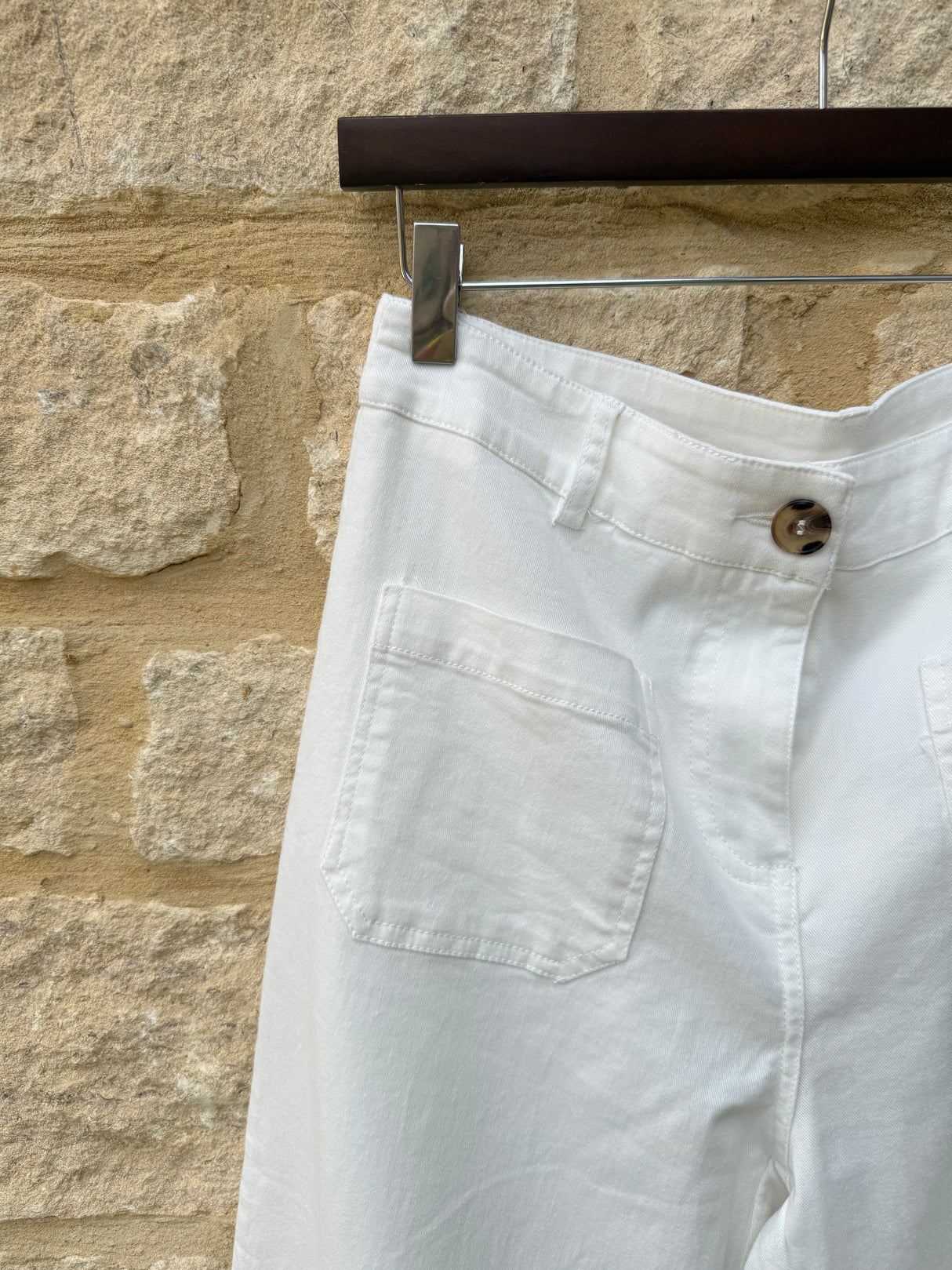 Lucas Wide Leg Cropped Trouser - Ivory