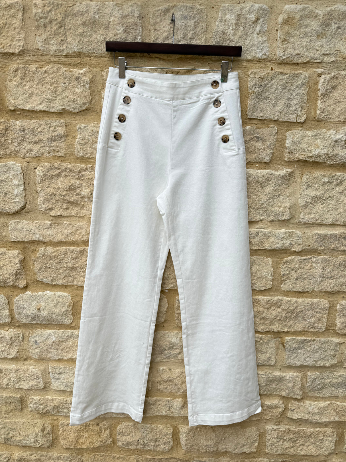Margaux Button Pant - White
