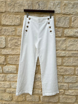 Margaux Button Pant - White
