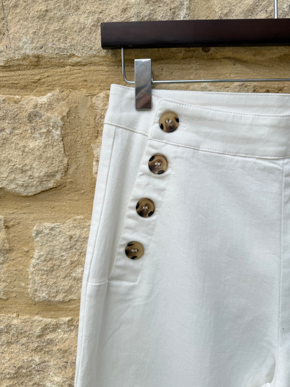 Margaux Button Pant - White