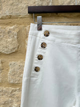 Margaux Button Pant - White
