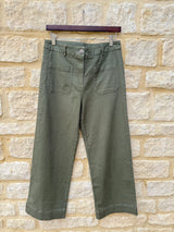 Lucas Wide Leg Cropped Trouser - Khaki