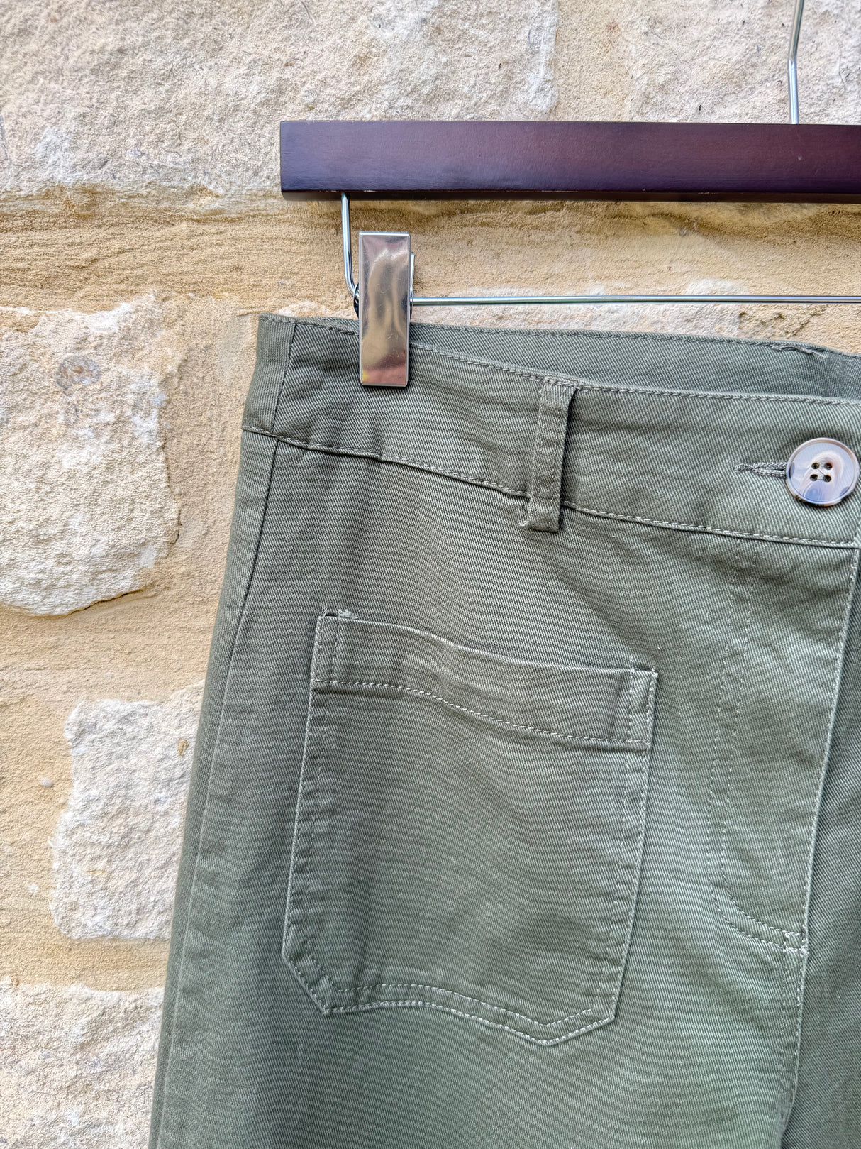 Lucas Wide Leg Cropped Trouser - Khaki