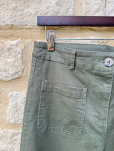Lucas Wide Leg Cropped Trouser - Khaki