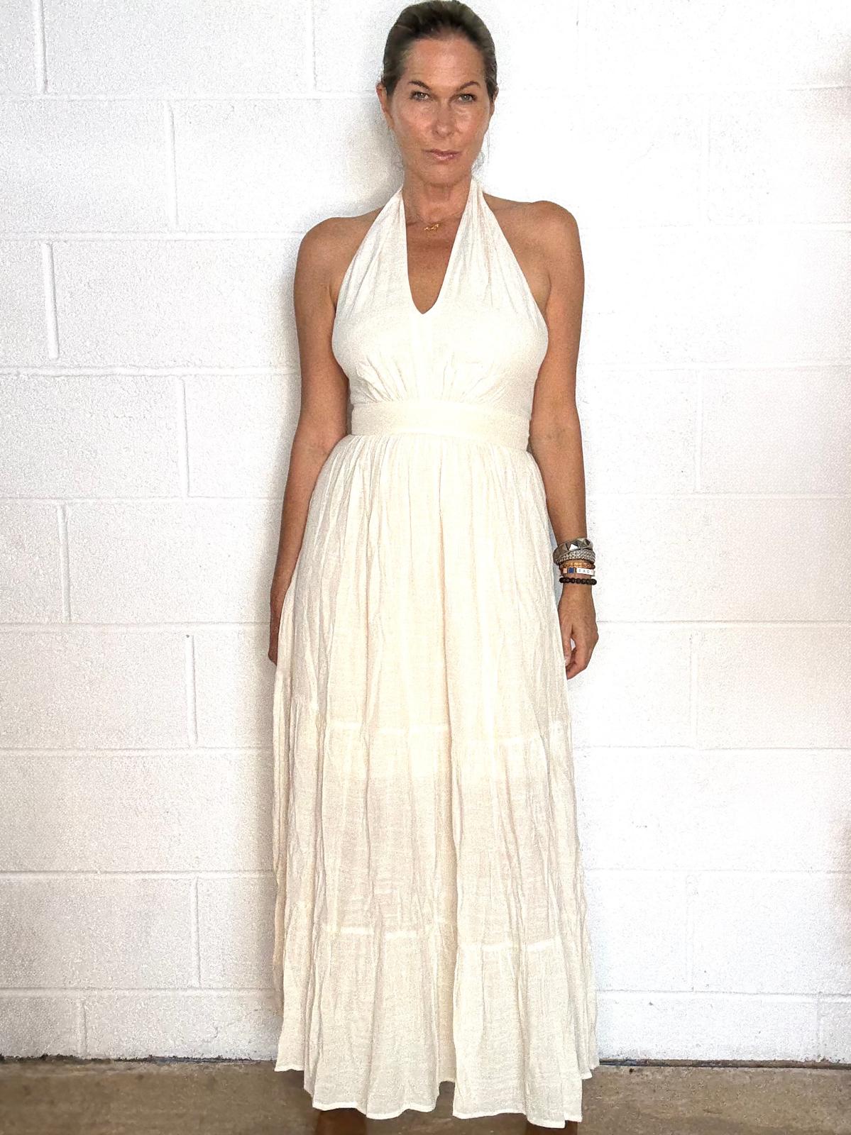 Axelle Halter Neck Dress - Neutral