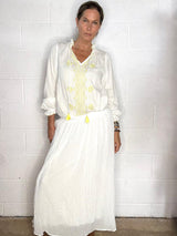 Clio Embroidered Blouse - White/Lemon