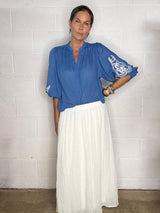 Cameron Embroidered Blouse - Blue