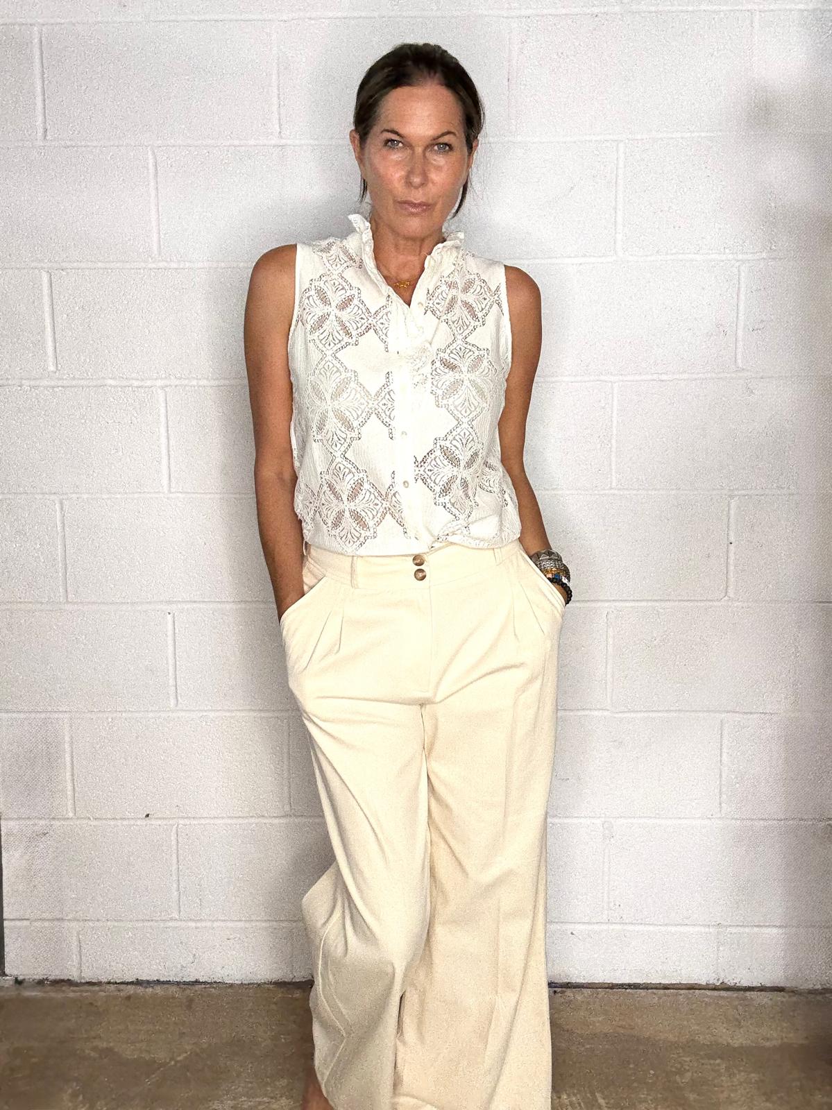 Tia Wide Leg Trouser - Neutral