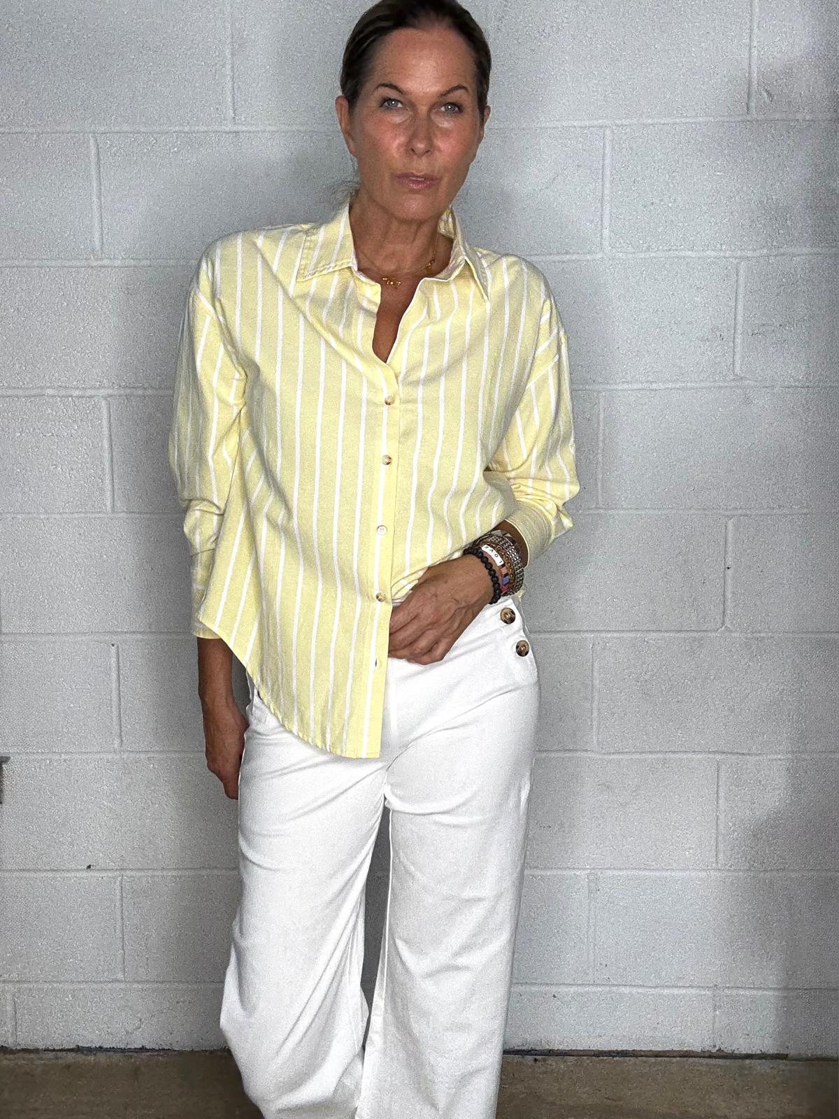 Wide Stripe Essential Shirt - Butter Yellow