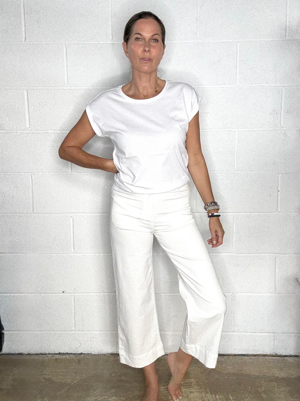 Lucas Wide Leg Cropped Trouser - Ivory