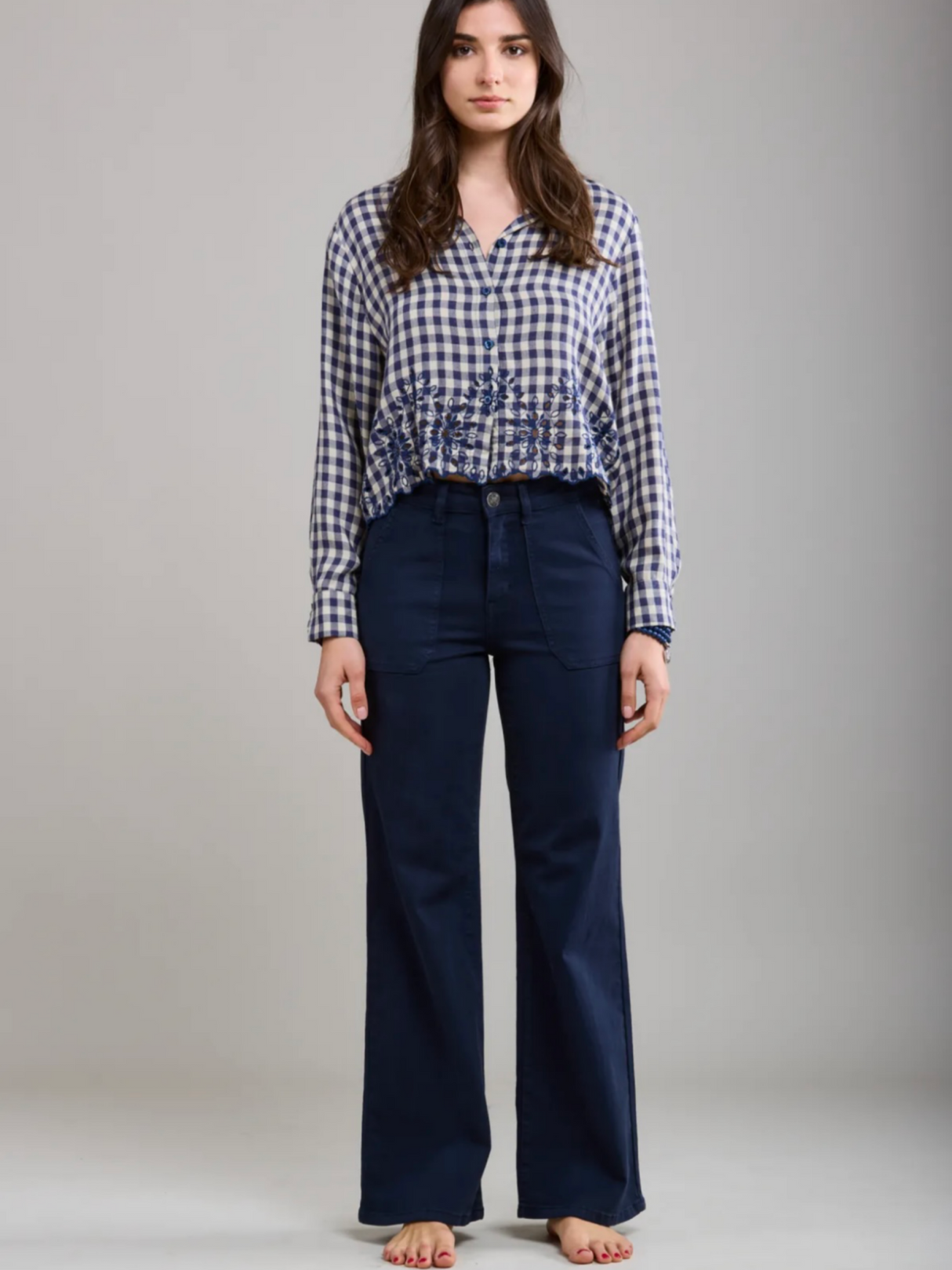 Crush Wide Leg - Azul marino