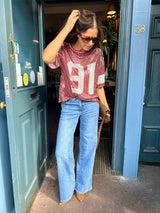 Sequin NFL Inspired Top - Burgundy