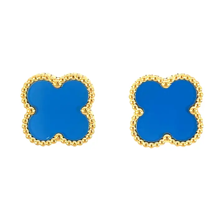 Four Leaf Earring - Light Blue