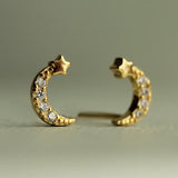 Pave Moon Stud Earrings