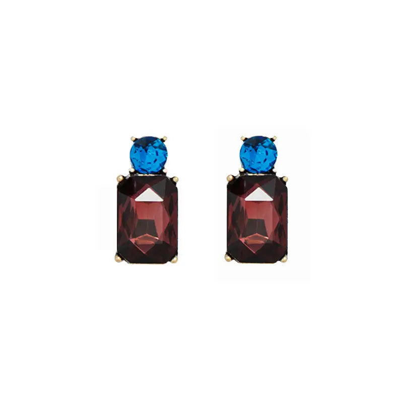 Mini Gem Earring - Burgundy/Petrol