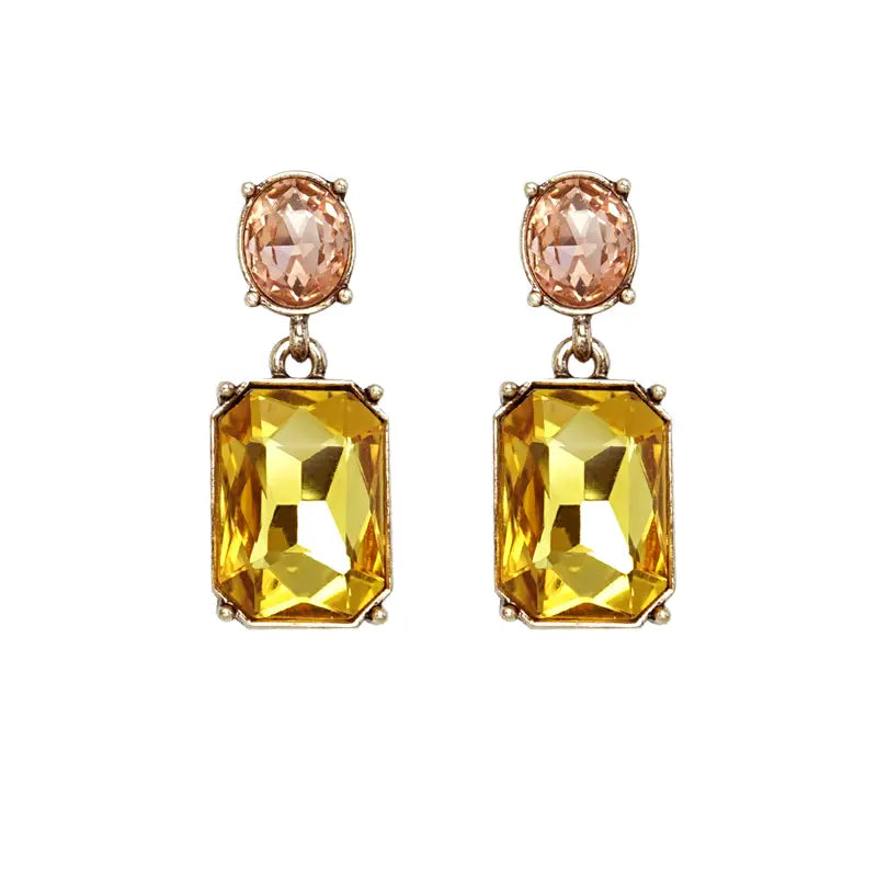 Twin Gem Earring - Yellow/Peach