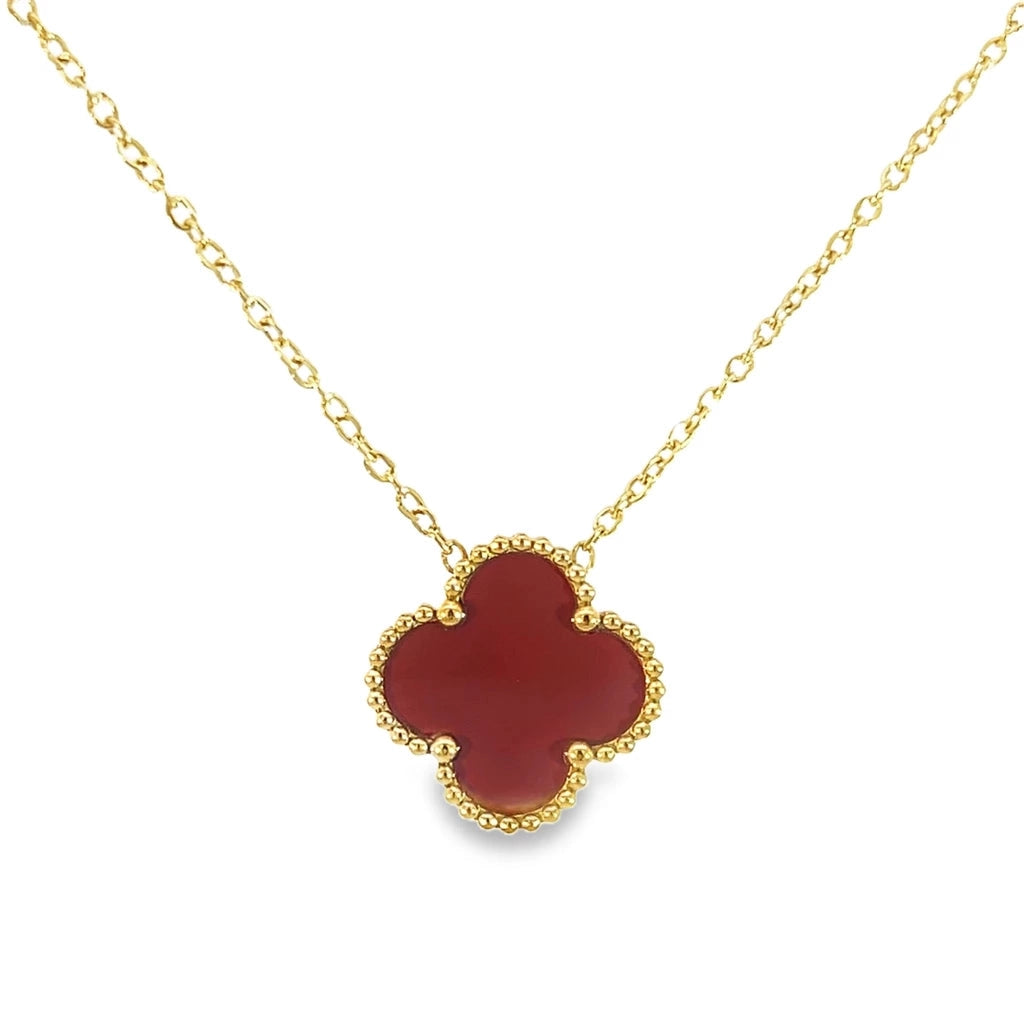 Four Leaf Necklace - Deep Red