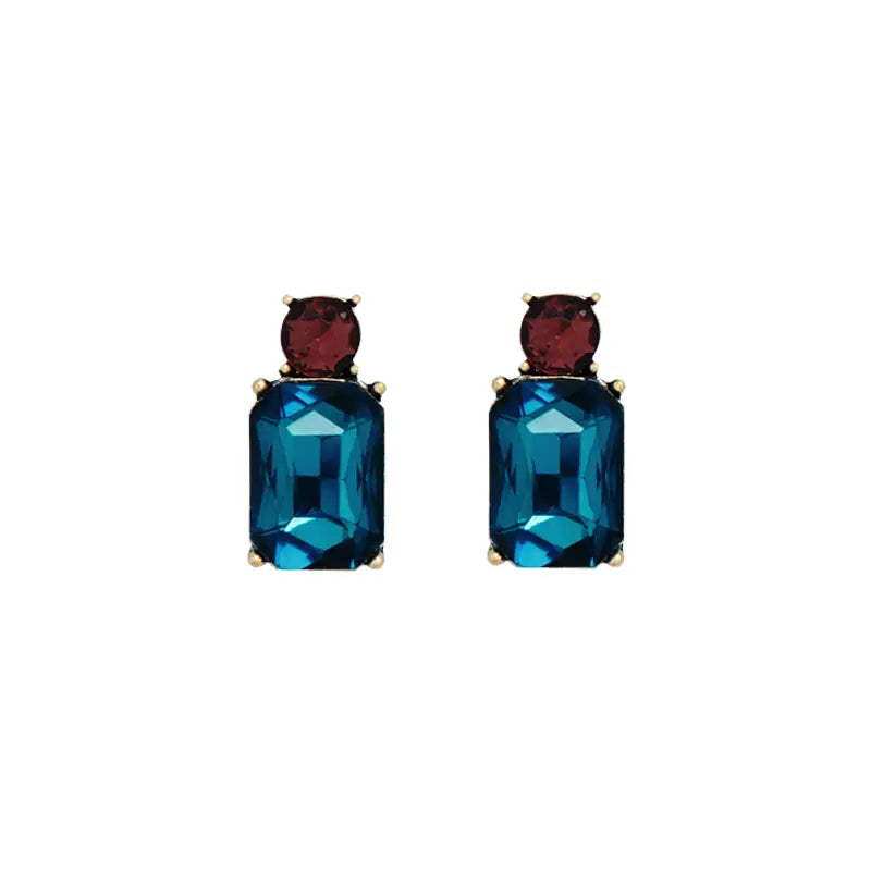 Mini Gem Earring - Petrol/Burgundy