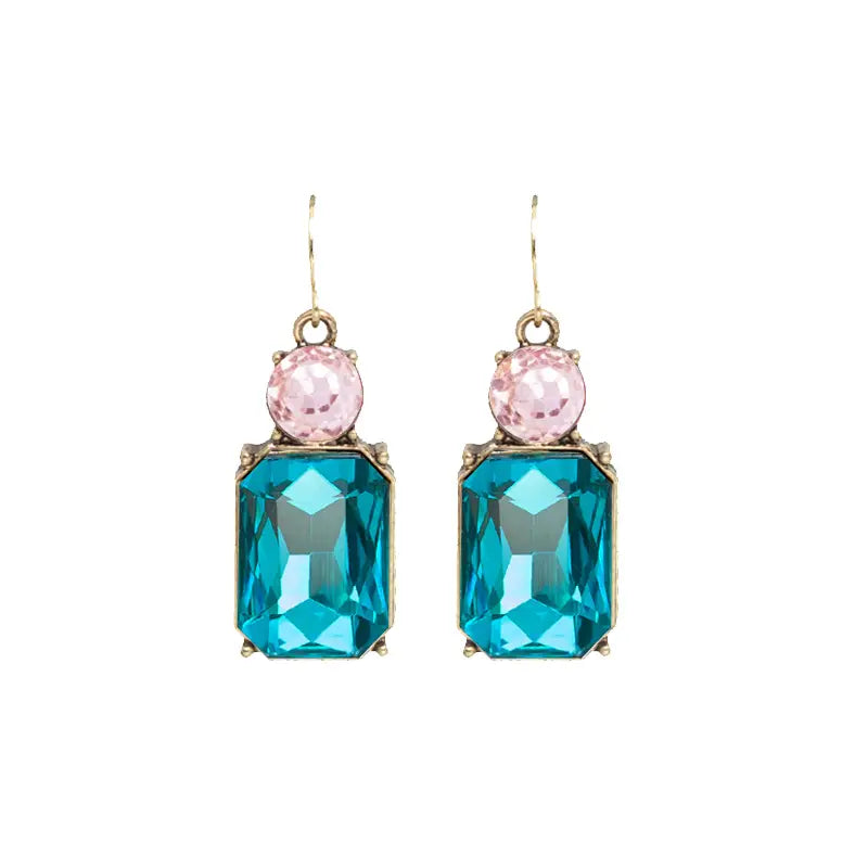 Twin Gem Earring - Turquoise/Pink