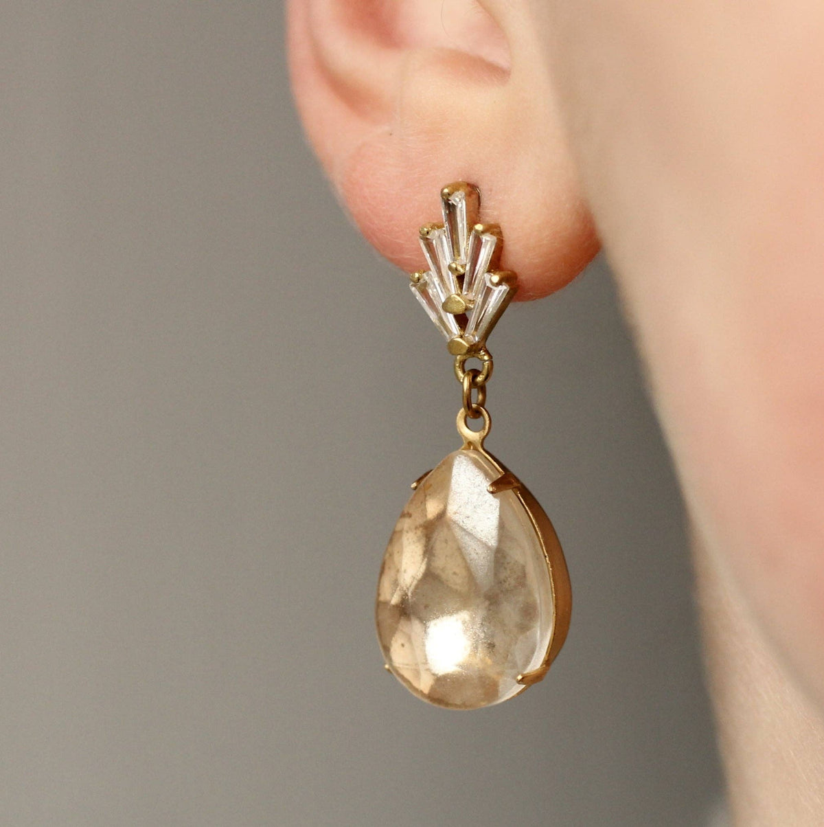 Champagne Crystal Teardrop Earrings