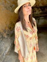 Vestido largo de seda Delphine color arena