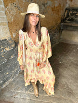 Vestido largo de seda Delphine color arena