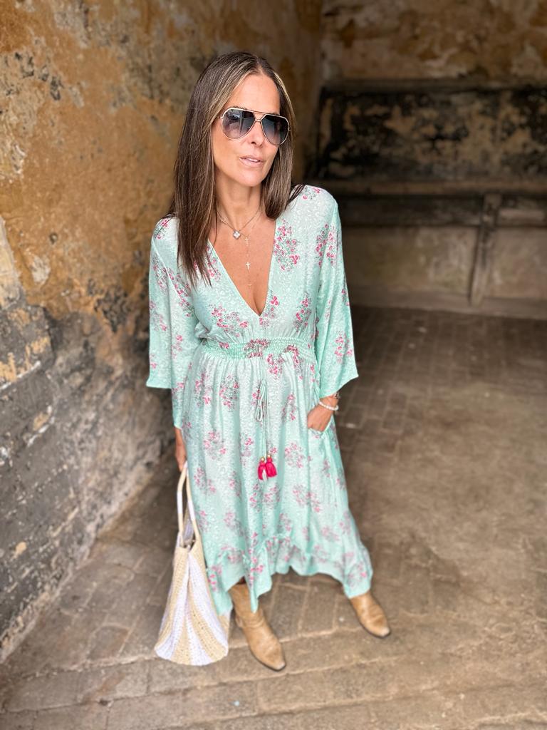 Delphine Silk Maxi Dress Jade
