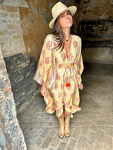 Vestido largo de seda Delphine color arena