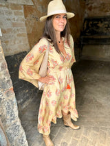 Vestido largo de seda Delphine color arena