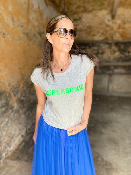 Camiseta Supersonic gris/verde neón