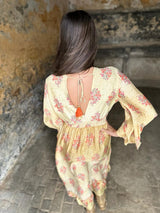 Vestido largo de seda Delphine color arena