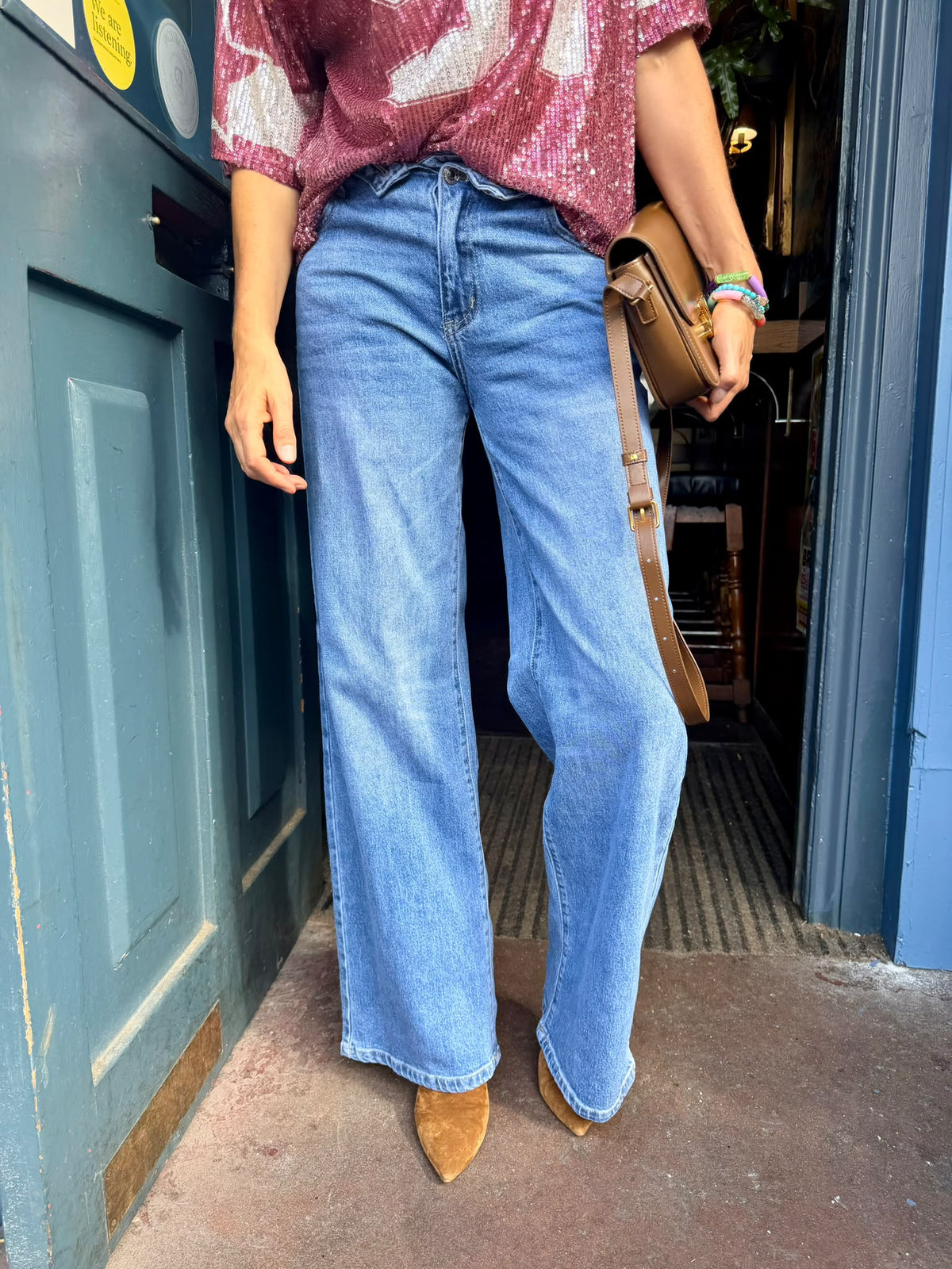 The Liv Button Detail Jean - Mid Denim