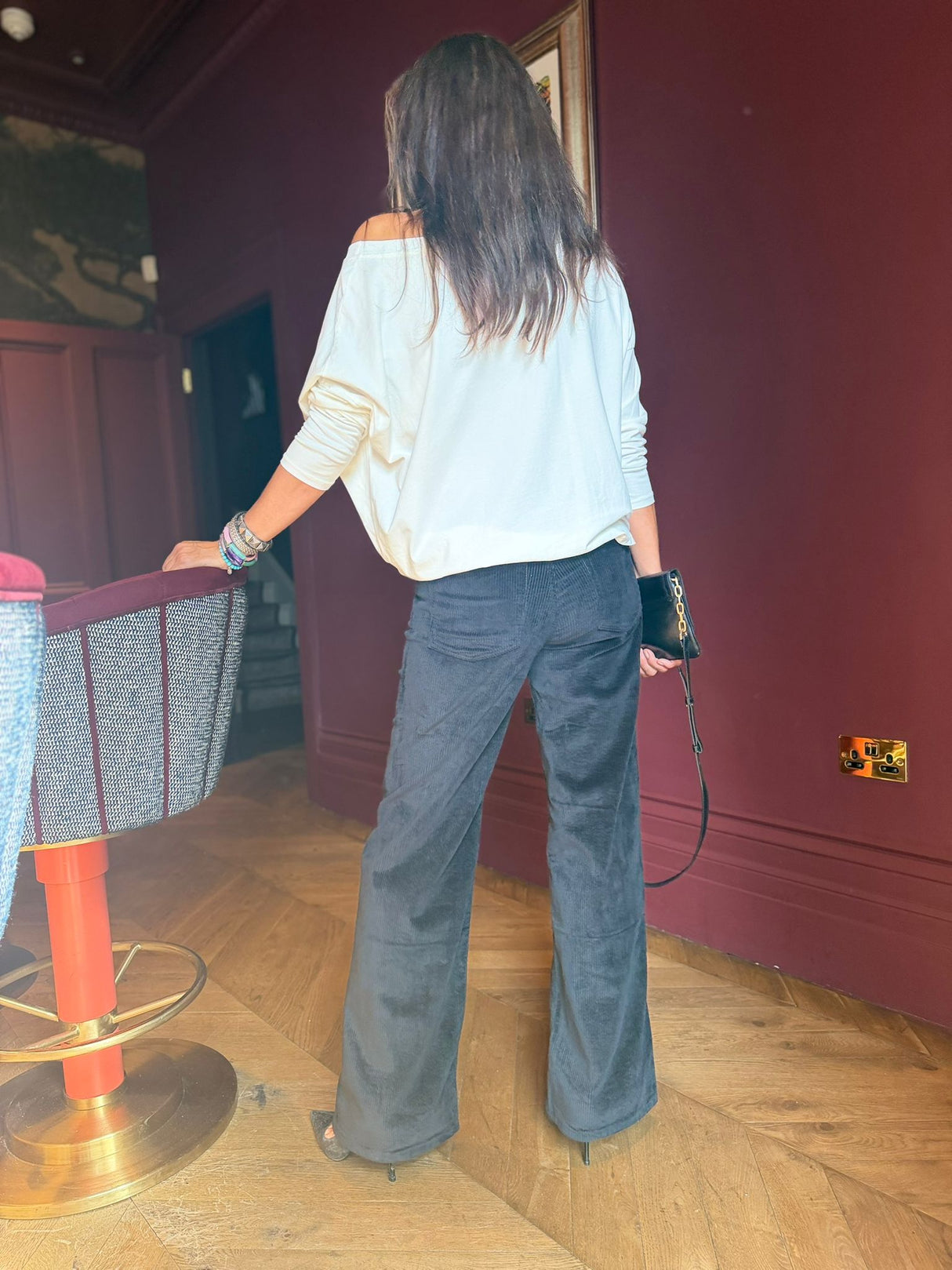 Row Corduroy Wide Leg Pant - Black