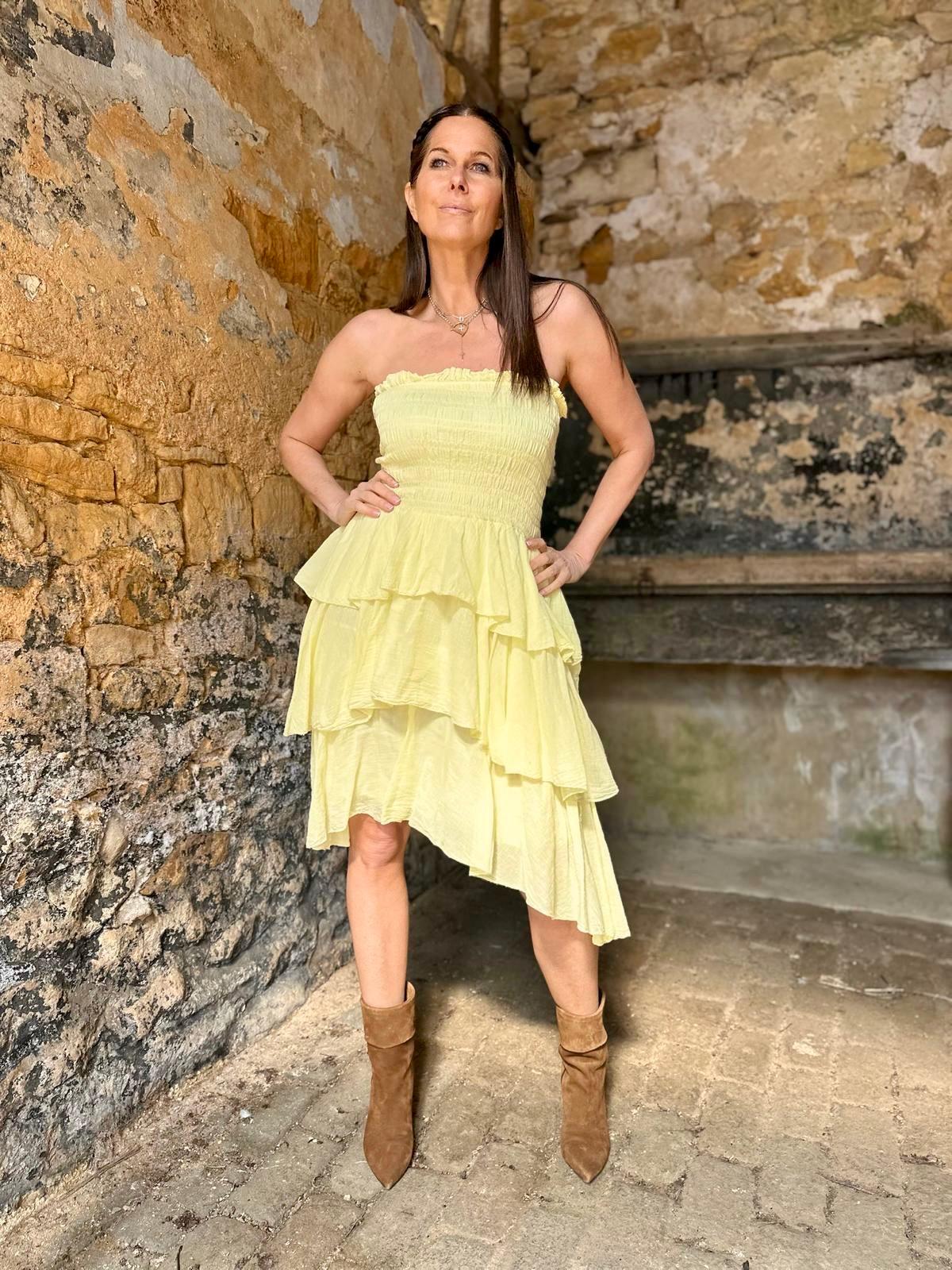 Laurie Ruffle Mini Dress - Yellow