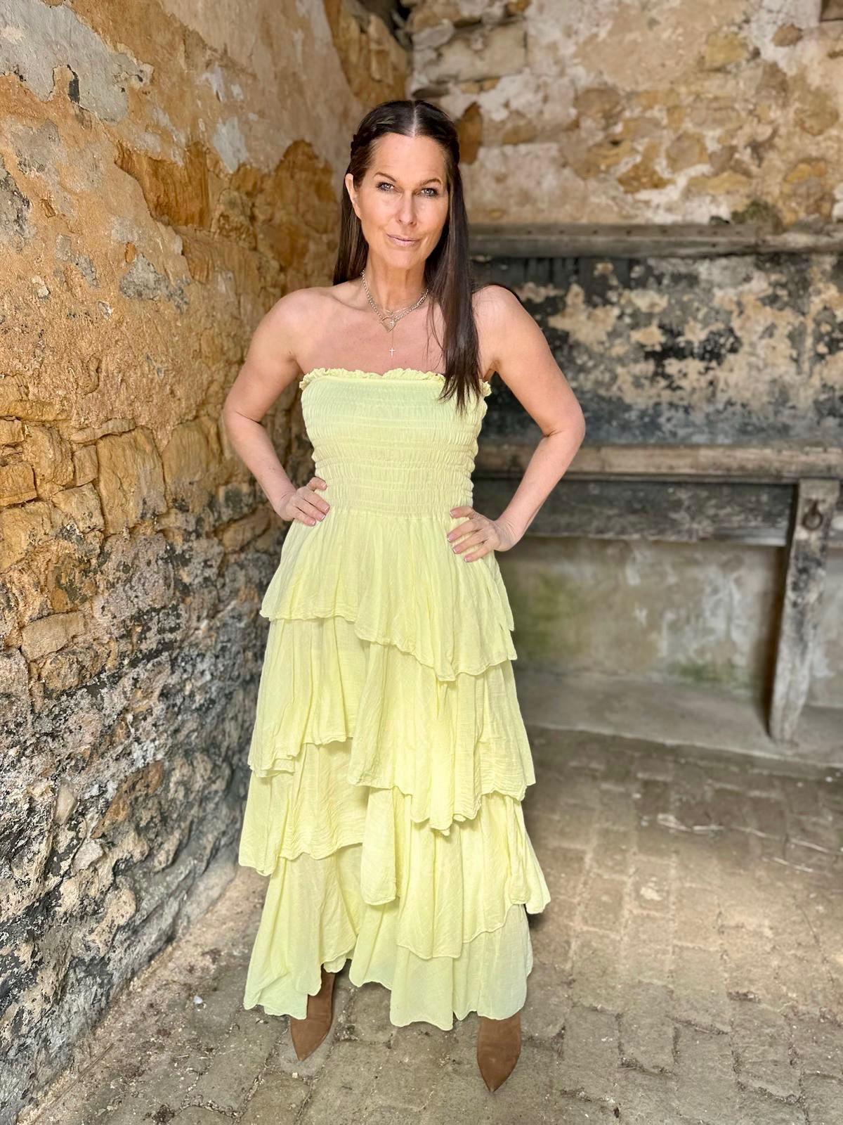 Laurie Ruffle Maxi Dress - Yellow