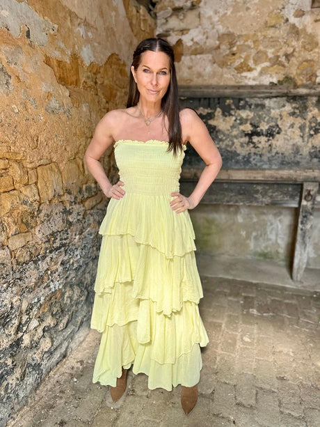 Laurie Ruffle Maxi Dress - Yellow