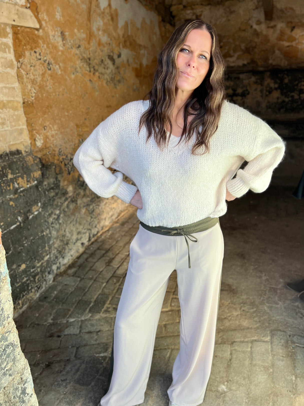 Pantalón Tempest - Nude con raya caqui