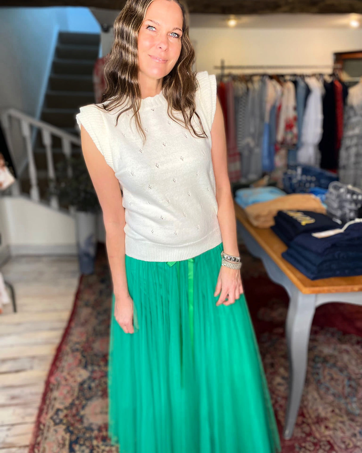 Falda de tul verde Tessa