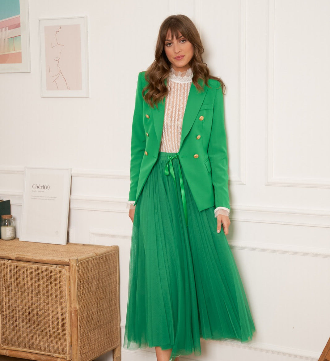 Falda de tul verde Tessa