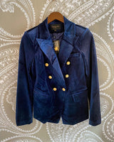 Blazer Victoria de terciopelo azul marino