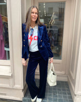 Blazer Victoria de terciopelo azul marino