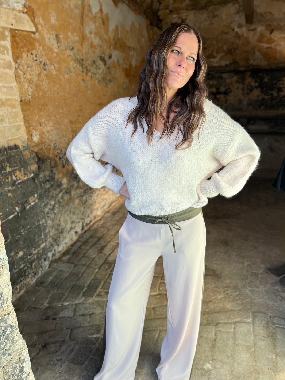 Pantalón Tempest - Nude con raya caqui