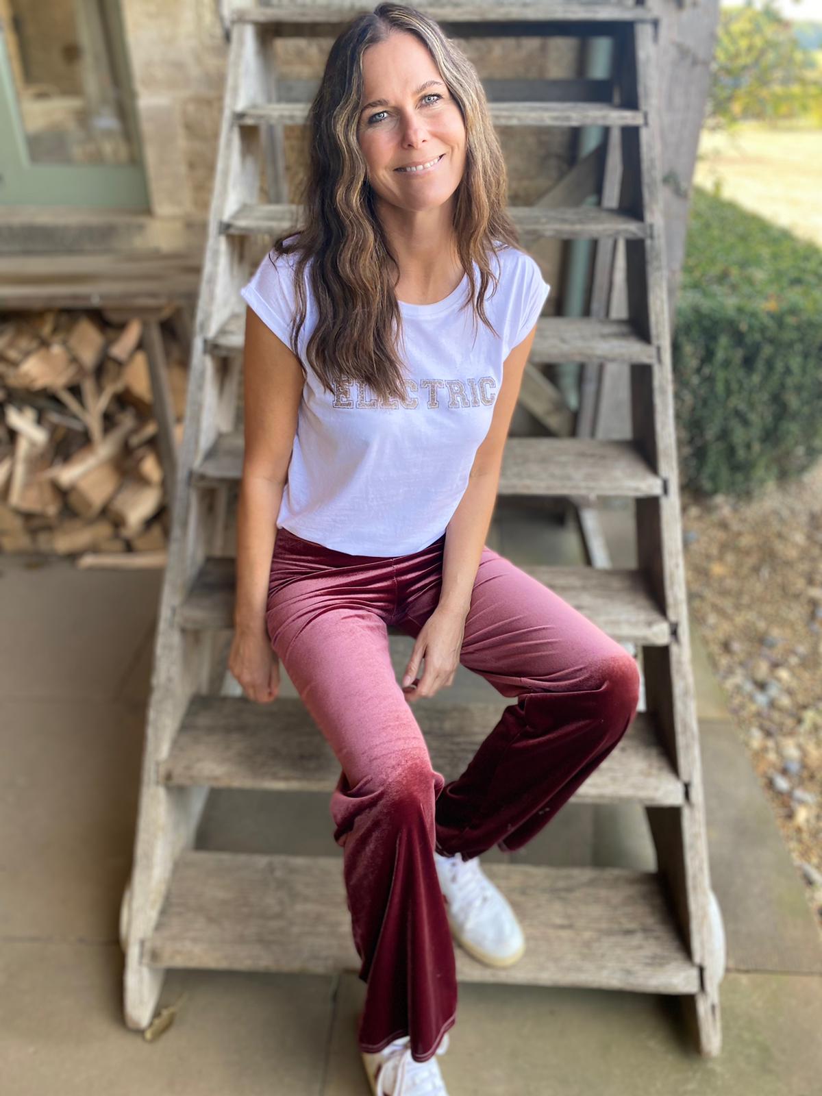 Pantalón de terciopelo Jessica rosa viejo
