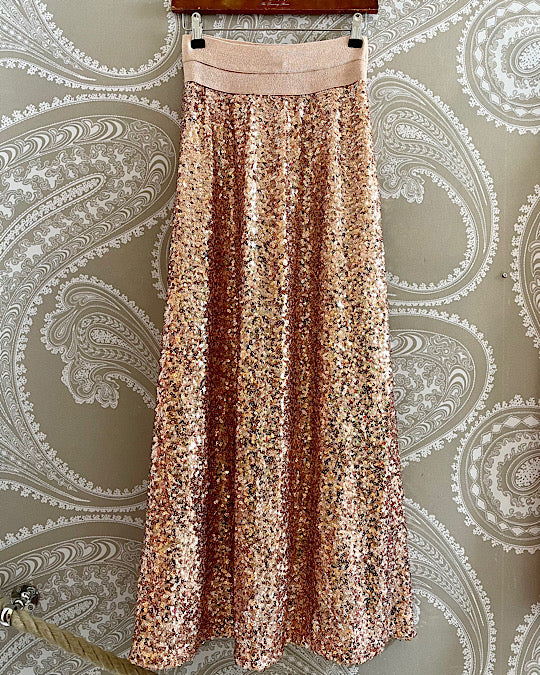 Celine Sequin Skirt Rose Gold