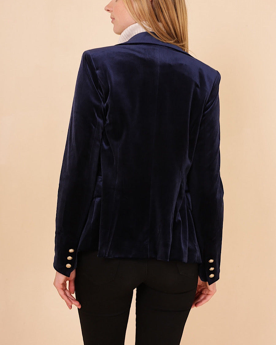 Blazer Victoria de terciopelo azul marino