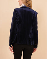 Blazer Victoria de terciopelo azul marino