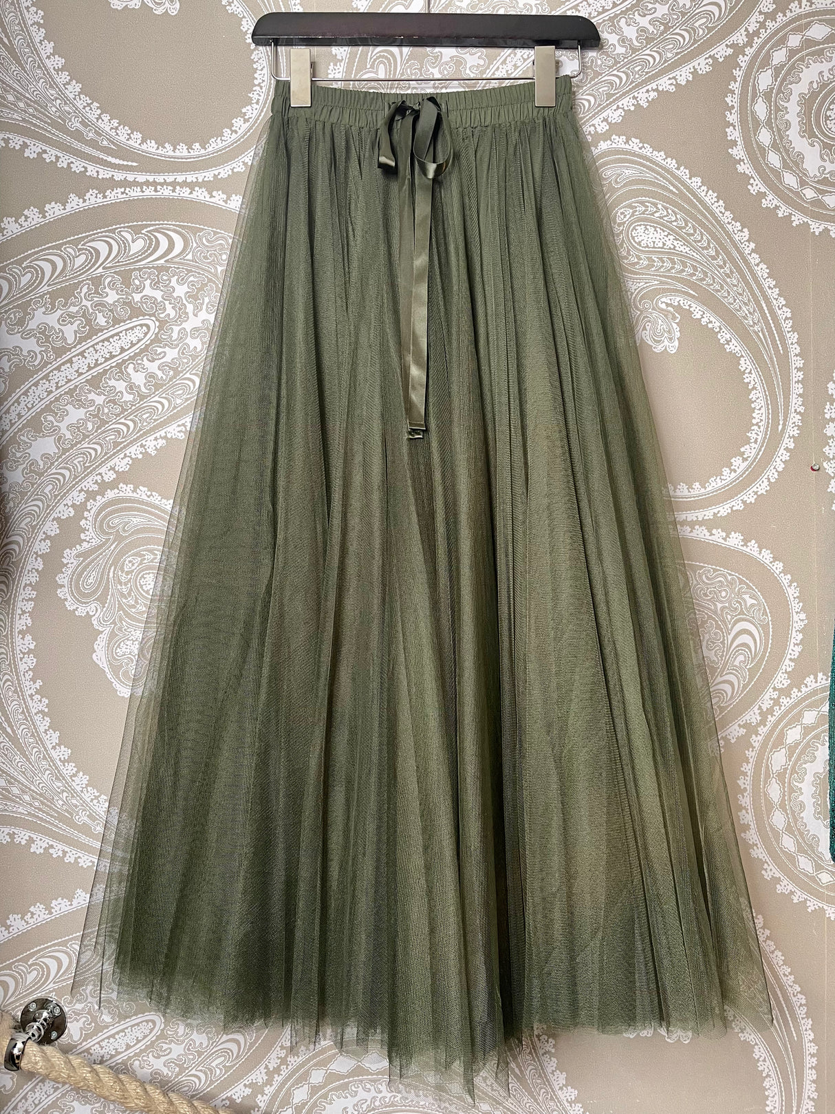 Falda de tul Tessa verde bosque