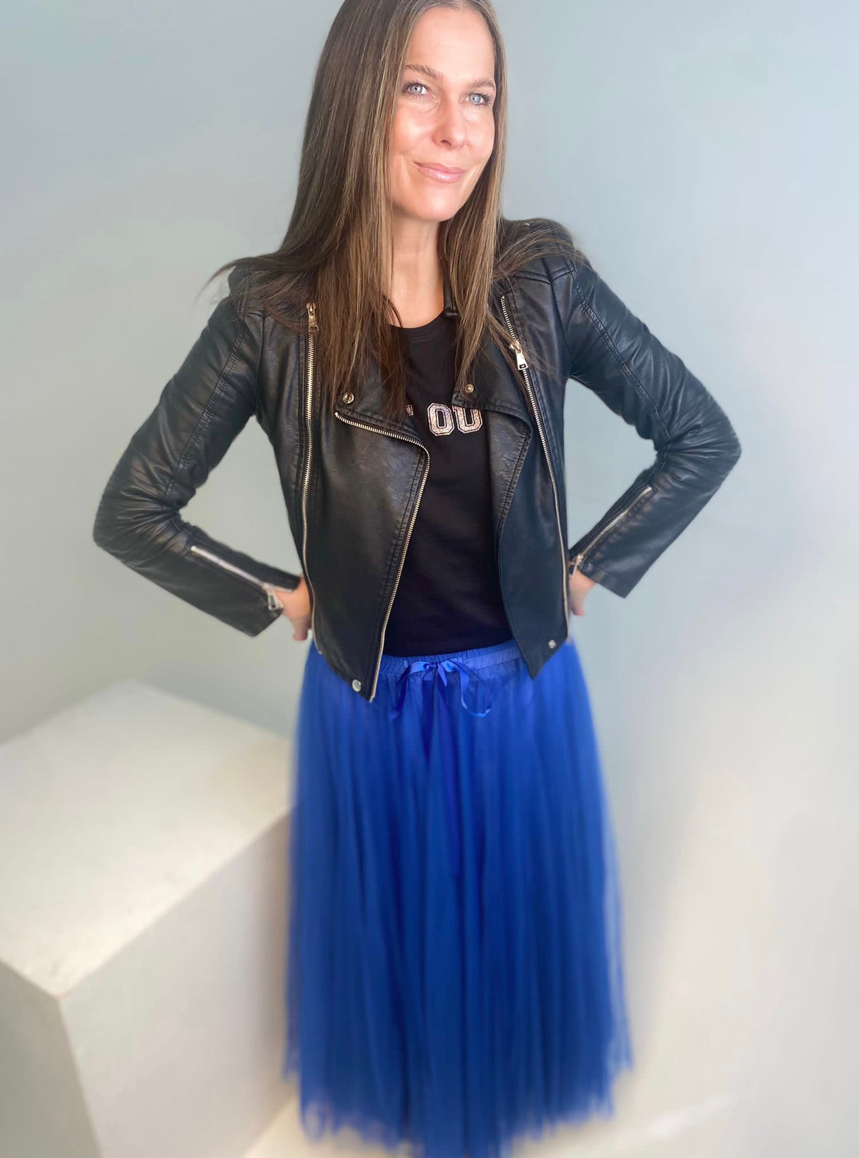 Falda de tul Tessa azul eléctrico